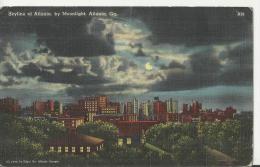 UNITED STATES  – VINTAGE POSTCARD – ATLANTA, GA – SKYLINE BY MOONLIGHT - NOT SHINING – TICHNOR QUALITY VIEWS   REPOS301 - Atlanta