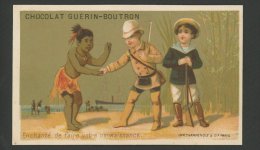 Chocolat Guérin Boutron, Jolie Chromo Lith. Champenois, Colonialisme, Enchanté De Faire Votre Connaissance - Guérin-Boutron