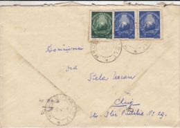 COMMUNIST COAT OF ARMS, STAMPS ON COVER, 1949, ROMANIA - Lettres & Documents