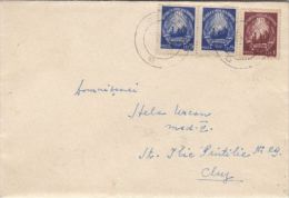 COMMUNIST COAT OF ARMS, STAMPS ON COVER, 1949, ROMANIA - Lettres & Documents