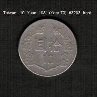 TAIWAN   10  YUAN  1981  (Year 70)  (Y # 553) - Taiwan