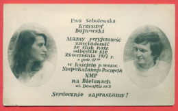 137685 / POLAND -  EWA SOBOLEWSKA & KRZYSZTOF BUJNOWSKI - WEDDING MARIAGE Invitation 28.09.1974 -  Pologne Polen Pol - Altri & Non Classificati