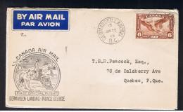 RB 958 - 1938 Canada FFC - First Flight Cover - Germansen Landing To Prince George - British Columbia To Quebec - Erst- U. Sonderflugbriefe