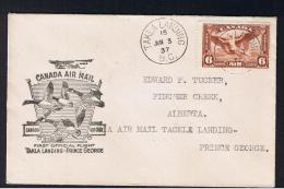 RB 958 - 1937 Canada FFC - First Flight Cover - Takla Landing To Prince George - Pincher Creek Alberta - Premiers Vols