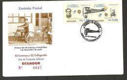 RO) 2005 ECUADOR, PLANE, BICYCLE, ELIA LIUT, JOSE ABEL CASTILLO, FDC, XFC XF - Ungebraucht