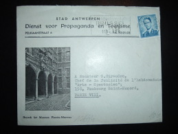 LETTRE ILLUSTREE MUSEUM PLANTIN-MORETUS TP 4F OBL.MEC. 17 V 1957 4 ANTWERPEN 4 + ENTETE ANTWERPEN TOERISME - Brieven En Documenten