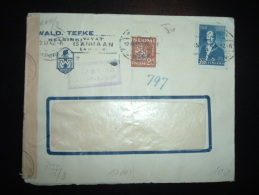 LETTRE TP 3,50 + TP TOMBE Ou ARRACHE + TP 25 OBL.MEC. 12 III 42 HELSINKI + CENSURE - Storia Postale