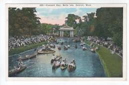 Band Concert Day , Belle Isle , Detroit , Mich - Boat - 522 - Old Postcard - USA - Used - Detroit