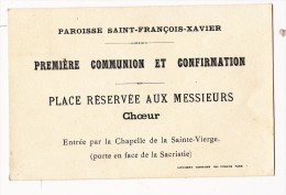 Carte Communion Et Confirmation Eglise Saint François Xavier Paris Place Reservée Aux Messieurs - Comunión Y Confirmación