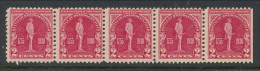 USA 1930 Scott 688.  Battle Of Braddock's Field, MNH (**), Strip Of 5 With A 3-side Perforation Stamp - Nuovi