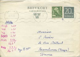 Entier Postal Avec Complément D'affranchissement Pour La France 12/2/1960. Défaut Ecriture En Rouge - Enteros Postales