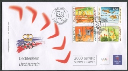 GIOCHI OLIMPICI ESTATE 2000 SYDNEY - FDC LIECHTENSTEIN ANNULLO SPECIALE 14 - Summer 2000: Sydney