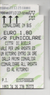 Alt446 Biglietto, Ticket, Billet, Funicolare, Trasporto A Fune, Standseilbahn, Funicular, Funiculaire, Biella Piazzo - Autres & Non Classés