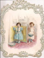 RARE TRES BEAU DECOUPIS GRAND FORMAT 21 X 28 CMS ENFANT A LA TOILETTE - Children