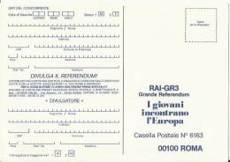 * Cartolina - RAI-GR3 Grande Referendum - I Giovani Incontrano L'Europa - ROMA - Evènements