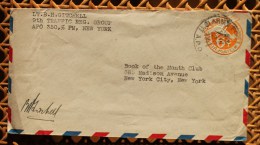 Enveloppe Entier Postal Pour New-York Oblitération U.S ARMY A.P.O 350 Cherbourg 1944 - 1941-60
