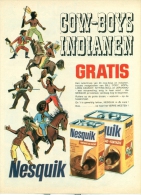 Reclame Uit Oud Magazine 70s - Nesquik - Gratis Cow-boys En Indianen - A4 - Chocolade