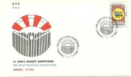 Turkey; Special Postmark 1986 18th World Parachuting Championship, Ankara - Parachutisme