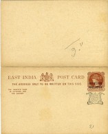 Etat Princier GWALIOR Carte Quarter Anna Victoria 1889  Avec Réponse Payée Serpent Soleil Superbe - 1882-1901 Imperio