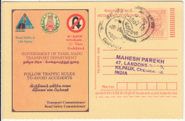 Used Postcard, "Road Safery Is Life Safety", U Turn Prohibited Symbol, Transport Dept., Zebra Crossing, Health, Meghdoot - Accidents & Road Safety