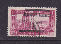 GRAND LIBAN N° 86 1PI ROSE LILAS DOUBLE TRAIT SURCHARGE DÉCALÉE OBL - Used Stamps