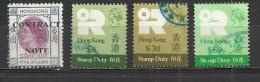 HONG KONG - STAMPS DUTY - 4 DIFFERENT - HIGHEST FACIAL VALUES - USED OBLITERE GESTEMPELT USADO - Portomarken