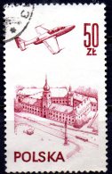 POLAND 1976 Air. Contemporary Aviation - 50z PZL-Mielec TS-11 Iskra Jet Trainer Over Warsaw Castle  FU - Used Stamps