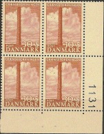 Denmark  1953.  National Monument. Michel 340  Plate-block MNH. - Unused Stamps