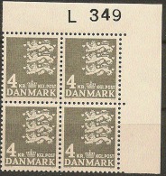 Denmark 1969. Coat Of Arms. Michel 484 Plate-block MNH. - Unused Stamps