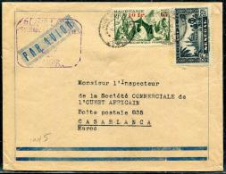 MAURITANIE - N° 136 + SENEGAL N° 137 SUR LETTRE AVION POUR LE MAROC - B - Lettres & Documents