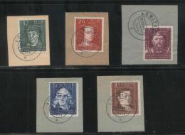 POLAND 1944 GENERAL GOUVERNEMENT CULTURE ISSUE SET OF 5 ON PIECES USED LOWICZ LOWITSCH - Gouvernement Général