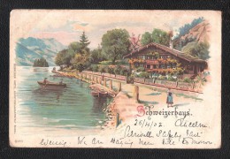 Chromo SUISSE Chalet Suisse Schweizerhaus Dos Simple Voyagée 1902 Luceren - Saint-Luc