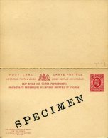 Entier Postal Carte Avec Réponse Payée East Africa And Uganda Protectorates 6c Vert Surchargé SPECIMEN Superbe - Herrschaften Von Ostafrika Und Uganda