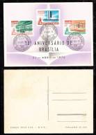 Brazil 1970 Souvenier Card 10. Aniversario Brasilia With PM First Day - Brieven En Documenten