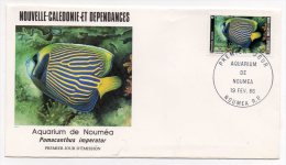 FDC Nouvelle Calédonie 1er Jour - Aquarium De Nouméa - Poisson : Pomacanthus Imperator - 1986 - FDC