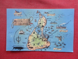 Map Of Block Island RI  Linen   Not Mailed  Ref 1133 - Autres & Non Classés