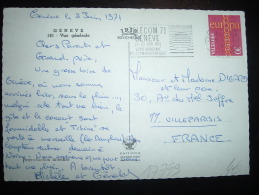 CP POUR LA FRANCE TP EUROPA 30 OBL.MEC. 3-6-1971 GENEVE 1 - Storia Postale