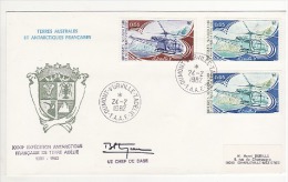 TAAF Pli XXXIIeme Expedition Polaire 24 02 1982. Signée Chef De Base. Helicoptere. - Lettres & Documents