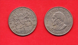 KENYA , 1969-1978, Circulated Coin, 1 Shilling, Copper-nickel ,  Km14, C1618 - Kenya