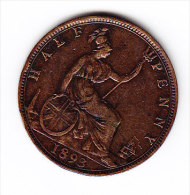 COINS GREAT BRITAIN  KM 755  XF+    1893.    (GB 23) - C. 1/2 Penny