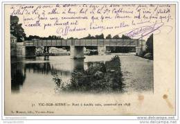 J19 / CPA 1900 VIC SUR AISNE - PONT A DOUBLE VOIES ANIME 1ER PLAN PECHEUR - Vic Sur Aisne