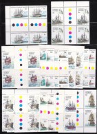 Australian Antarctic 1979 Ships Set Of 16 As Gutter Blocks Of 4 MNH - Nuevos