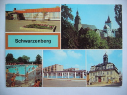 Germany: Schwarzenberg - Gaststatte "Roter Löwe", Schloß, Freibad, Hotel "Haus Der Eingeit" - 1980's Used - Schwarzenberg (Erzgeb.)