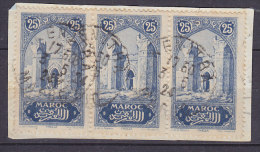 Morocco Maroc 1923 Mi. 58     25 C Tor Zur Altstadt Von Rabat 3-Stripe On Piece !! - Usati