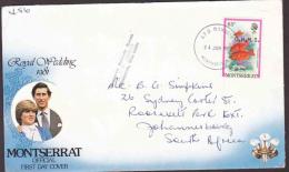 Montserrat To South Africa - 1983 - 1981 Royal Wedding Cover - O.H.M.S Overprint On Bigeye Fish - Montserrat