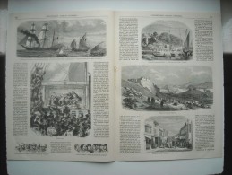 GRAVURE 1861. VOYAGE DE MR. EDMUND BROOMLEY; LA PAGODE DES ROCHERS A MACAO. VUE DE MACAO. COIFFURES CHINOISES........... - Estampes & Gravures