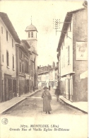 CARTE POSTALE   MONTLUEL   GRANDE RUE ET VIEILLE EGLISE  SAINT ETIENNE - Montluel