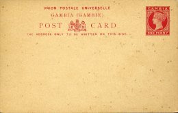 Entier Postal Carte One Penny Rouge Victoria Neuf Superbe - Gambia (...-1964)