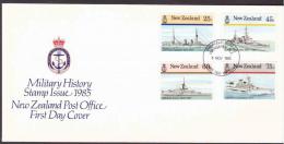 New Zealand - 1985 - FDC - Military History - Navy Ships - Brieven En Documenten