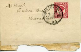 Entier Postal Bande Journal 1/2d Rouge Newspaper Postage Oblitération Christchurch 1906 Pour Dunedis - Briefe U. Dokumente